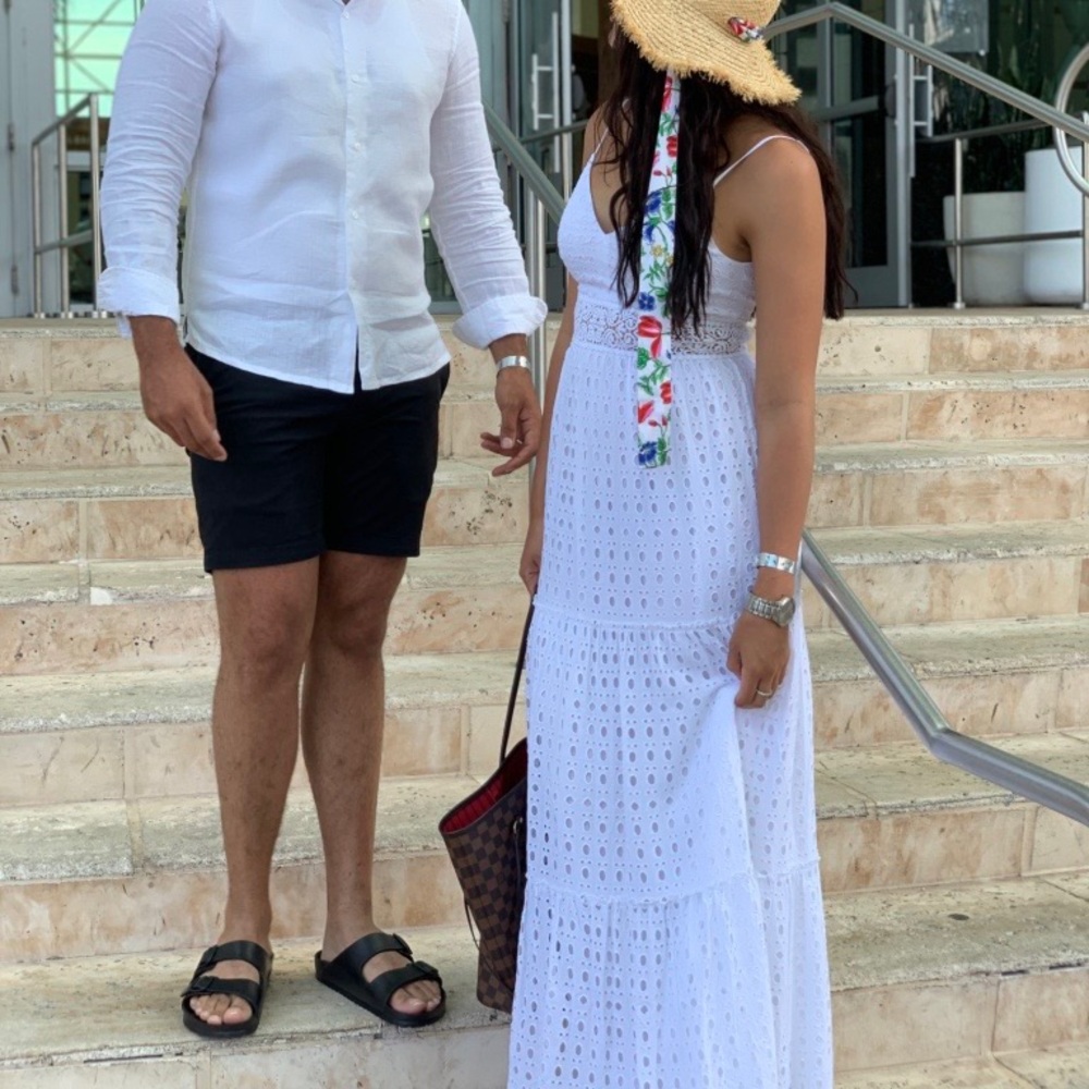LILY PULITZER EYELET LONG WHITE DRESS